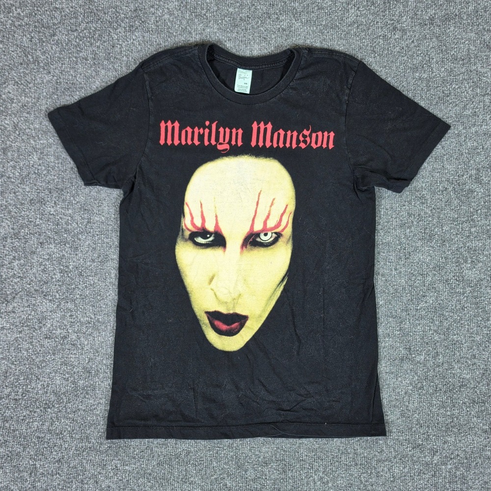 VTG Marilyn Manson Graphic T-Shirt Mens Medium Black Pacific Band Tee Rock Goth